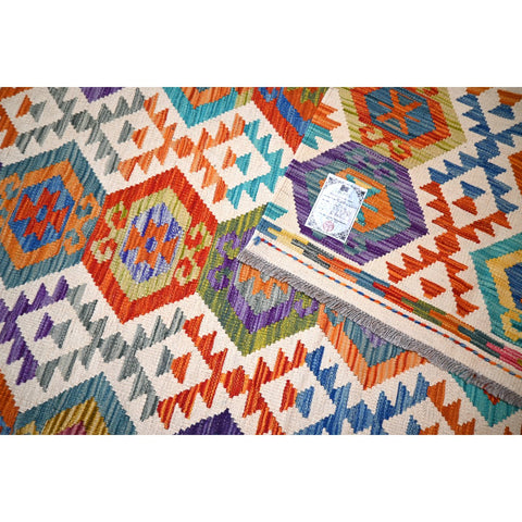 XL Kleurrijke kelim - 347x258 cm - HANDGEMAAKT