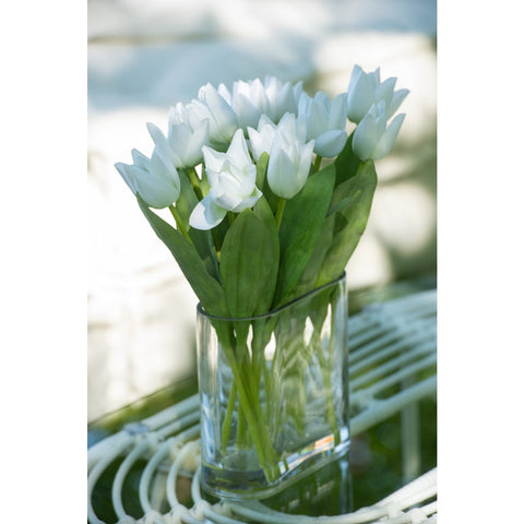 J-Line Tulpen In Vaas Ovaal - kunststof - glas - wit
