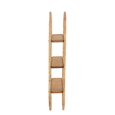 J-Line Muurrek Ovaal 3 planken Plooibaar - rotan - naturel