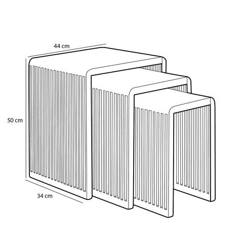 Yonker Bijzettafel - Set van 3 - L44 x B34 x H50 cm - Gerecycled Hout - Bruin