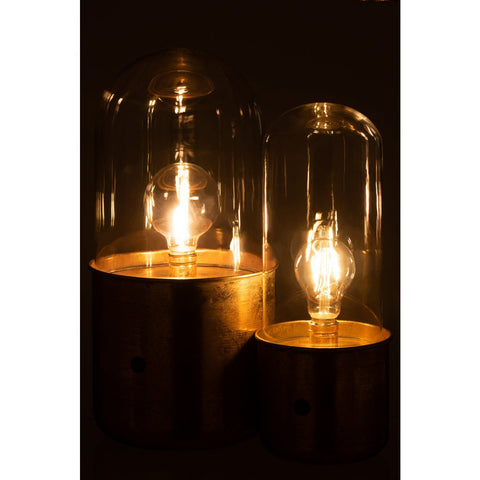 J-Line tafellamp Antiek - glas/zink - goud - large - LED lichtjes