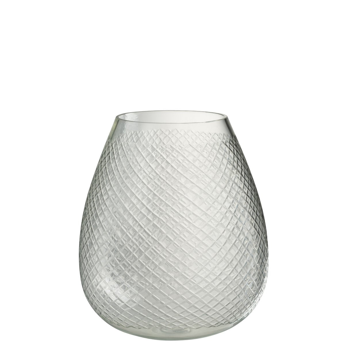 J-Line vaas Geruit - glas - transparant - large