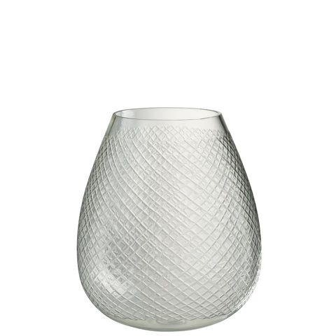 J-Line vaas Geruit - glas - transparant - large