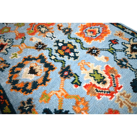 Blauw Azeri vloerkleed - 95x67 cm - HANDGEMAAKT