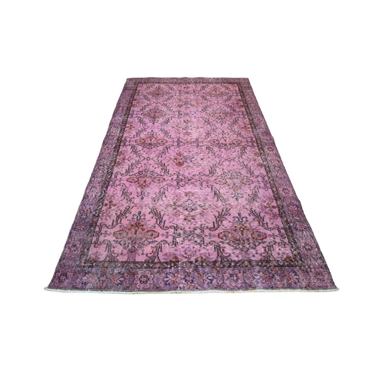 Roze vintage vloerkleed - 206x113 cm - HANDGEMAAKT