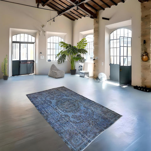 Blauw vintage vloerkleed - 273x165 cm - HANDGEMAAKT