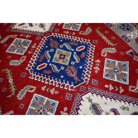 Rood kazak vloerkleed - 293x204 cm - HANDGEMAAKT