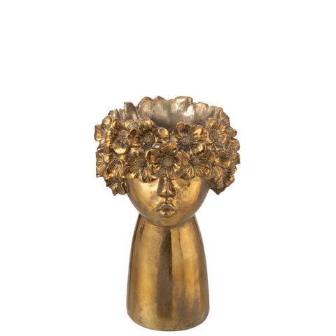 J-Line bloempot Nebu - polyresin - goud - large - Ø 18.5 cm