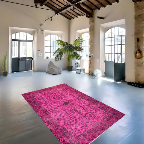 Roze vintage vloerkleed - 265x170 cm - HANDGEMAAKT