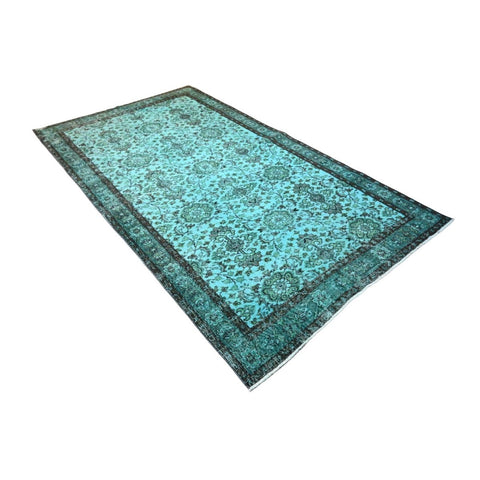 Turquoise vintage vloerkleed - 253x142 cm - HANDGEMAAKT