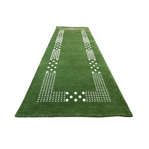 Groene Gabbeh loper - 225x72 cm - HANDGEMAAKT