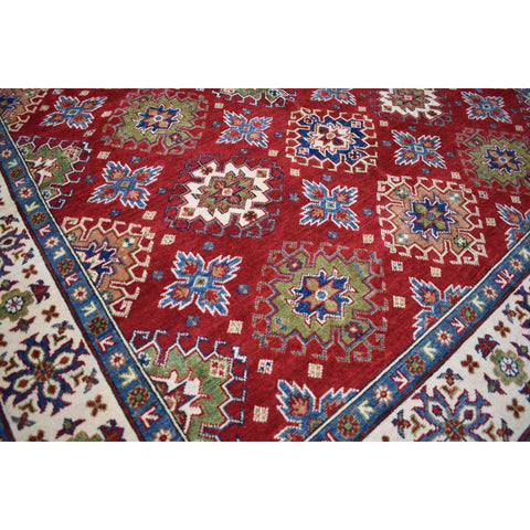 Rood kazak vloerkleed - 300x196 cm - HANDGEMAAKT