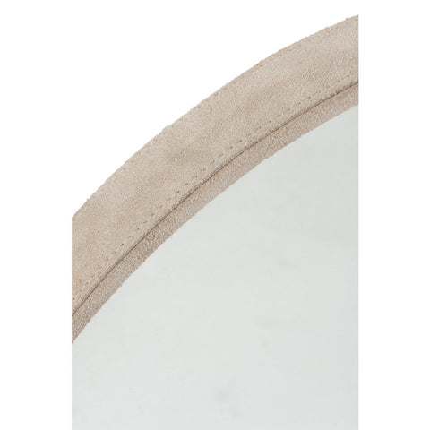 J-line spiegel Rond - leder - beige - small
