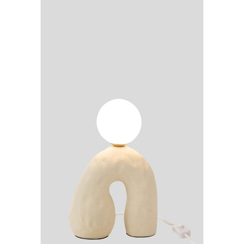 J-Line Tafel Lamp Boog Glas Globe Aardewerk Beige