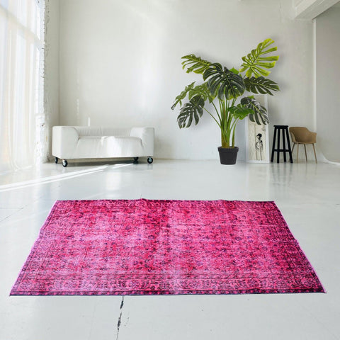 Roze vintage vloerkleed - 210x115 cm - HANDGEMAAKT