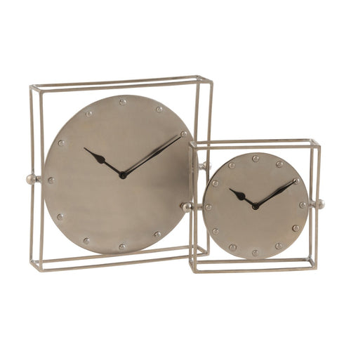 J-Line Vierkant Zwevend klok - metaal - zilver - Ø 33 cm