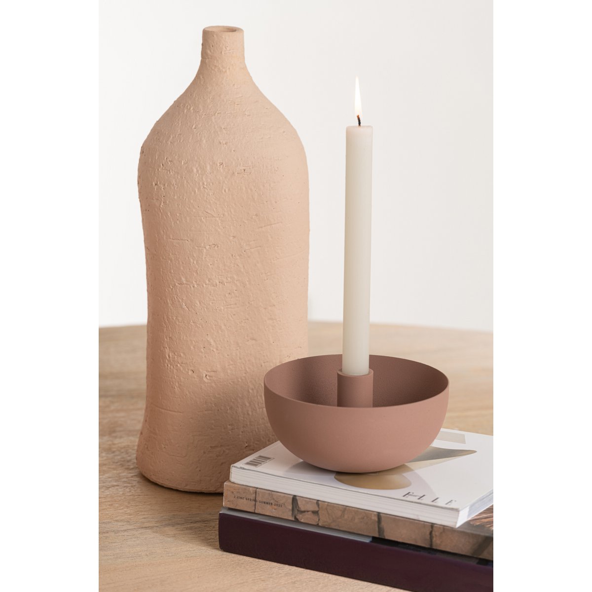 J-Line vaas Enya Fles - keramiek - beige - large