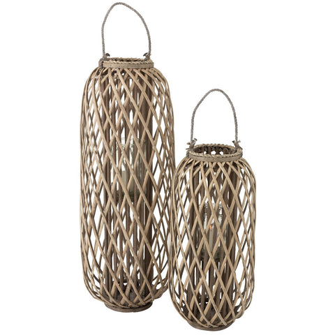 J-Line lantaarn Willow - hout - grijs - large