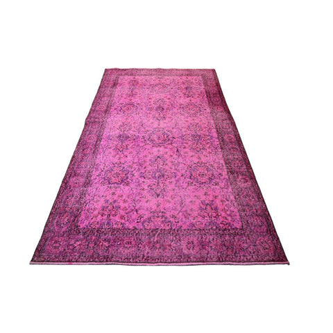 Roze vintage vloerkleed - 210x116 cm - HANDGEMAAKT