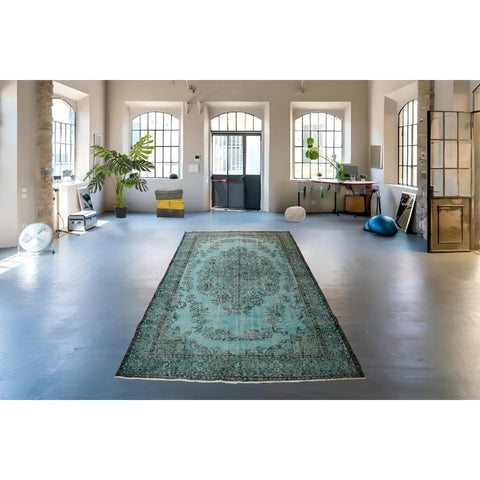 Turquoise vintage vloerkleed - 281x187 cm - HANDGEMAAKT