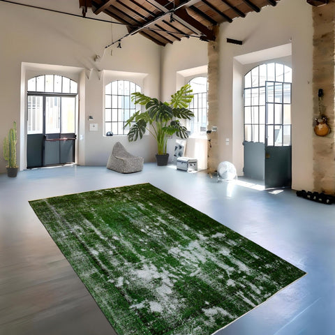 Super vintage groen vloerkleed - 287x197 cm - HANDGEMAAKT