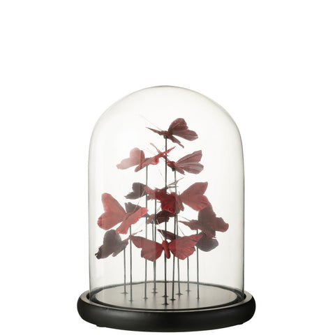 J-Line stolp Vlinders - glas - rood/bordeaux - large