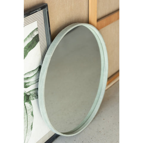J-Line spiegel Rond - leder - groen - small