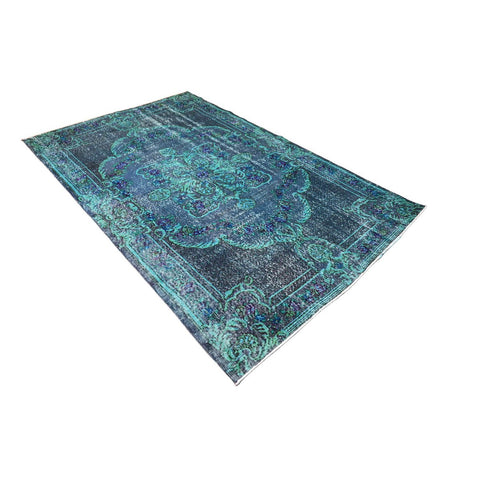 Turquoise vintage vloerkleed - 250x156 cm - HANDGEMAAKT
