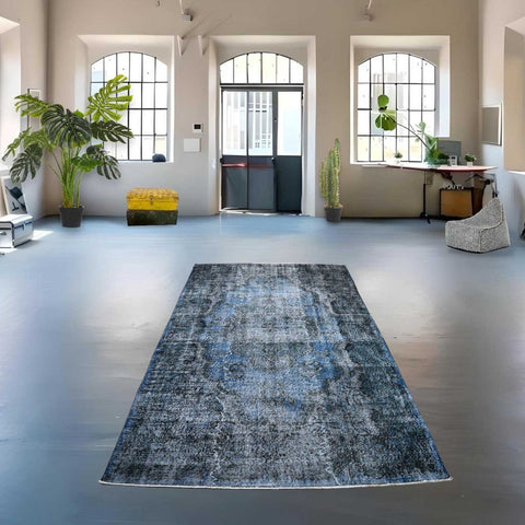 Blauw vintage vloerkleed - 270x170 cm - HANDGEMAAKT
