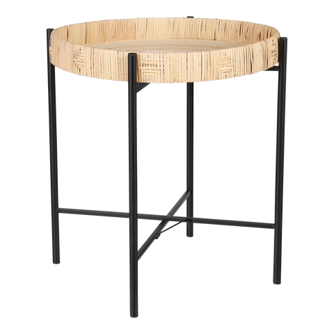 Kaj Bijzettafel - H51 x Ø45 cm - Rotan - Bruin
