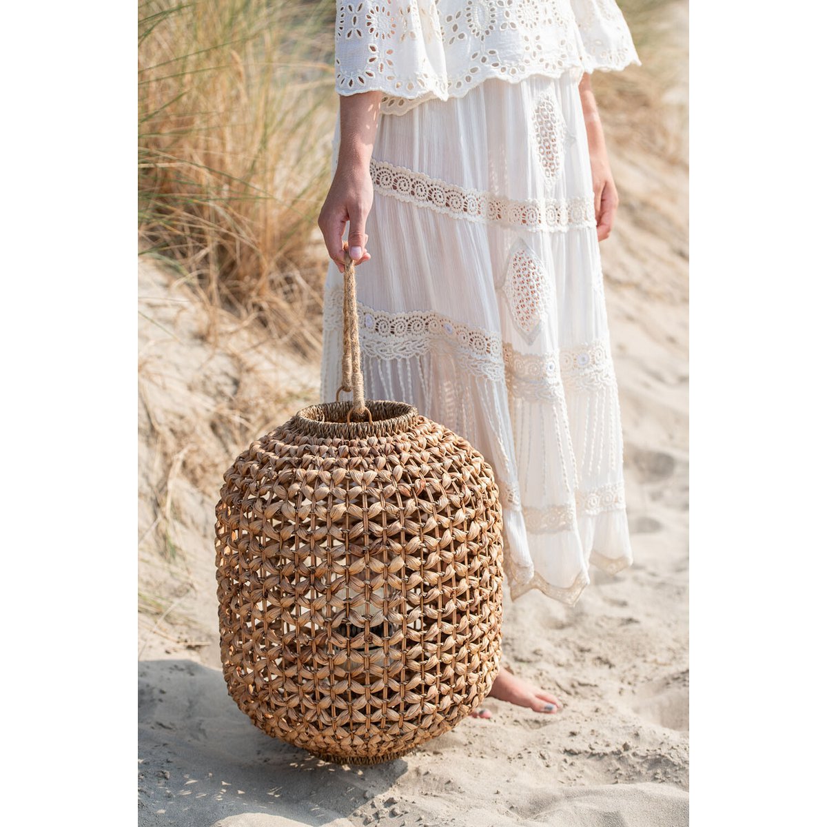 J-Line lantaarn Lena Water - riet - naturel - large