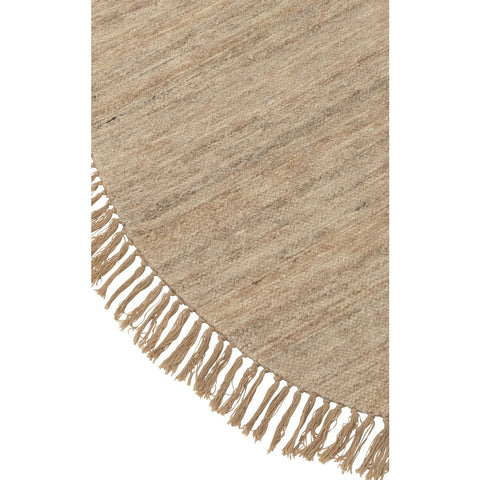 J-Line tapijt Rond + Franjes Tweekleurig - wol - beige - small