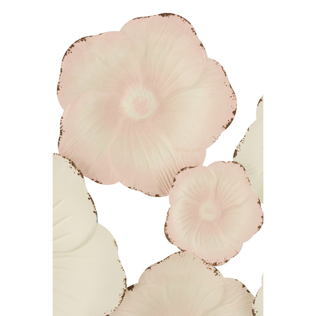 J-Line wanddecoratie Bloemen - metaal - roze/wit