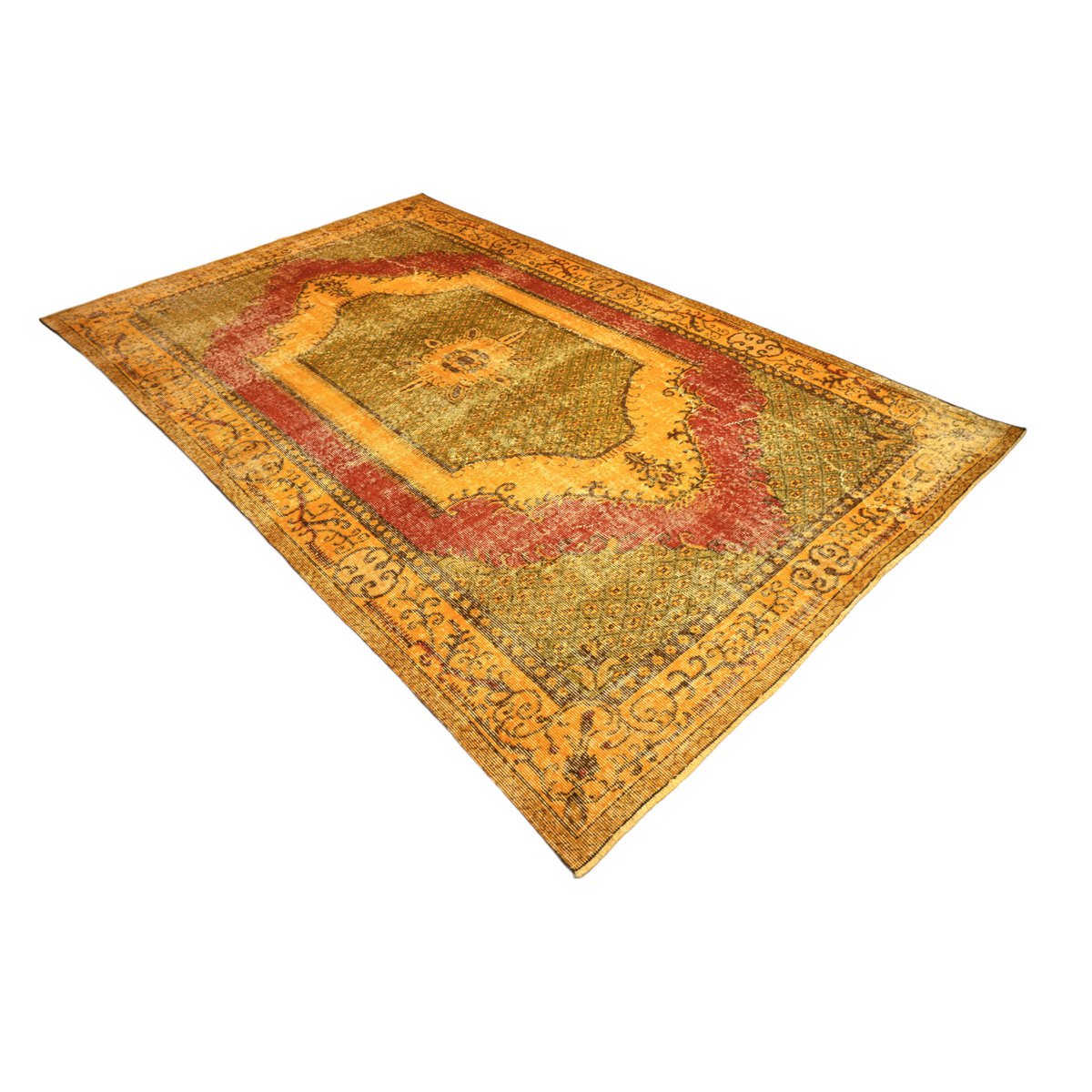 Geel vintage vloerkleed - 298x184 cm - HANDGEMAAKT
