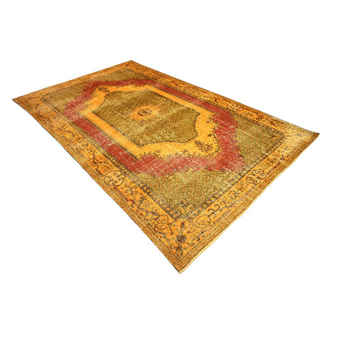Geel vintage vloerkleed - 298x184 cm - HANDGEMAAKT