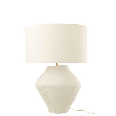 J-Line Lamp + Kap Pot Spinner Papier Mache Wit