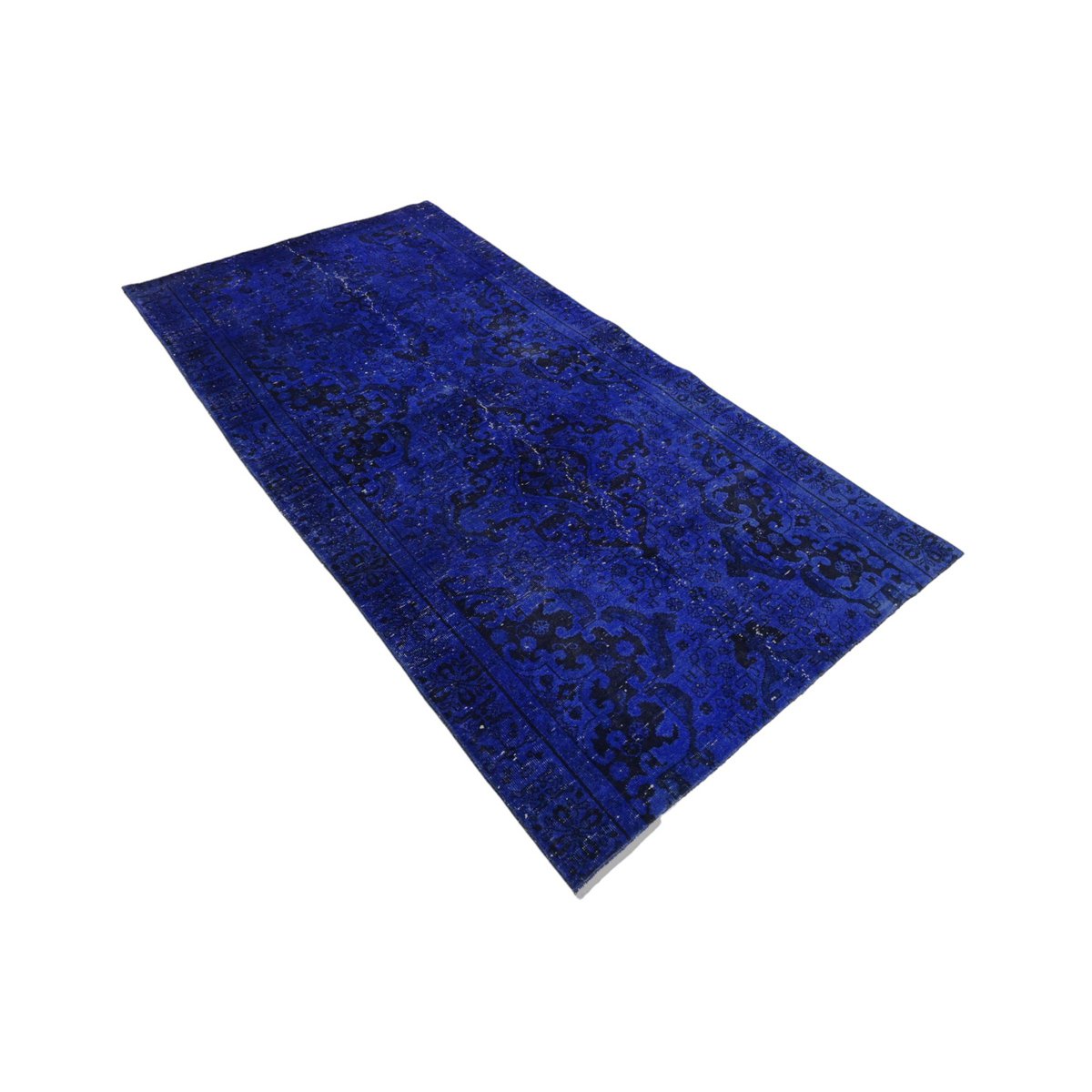 Blauw vintage vloerkleed - 226x112 cm - HANDGEMAAKT