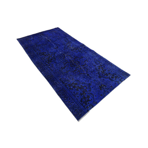 Blauw vintage vloerkleed - 226x112 cm - HANDGEMAAKT