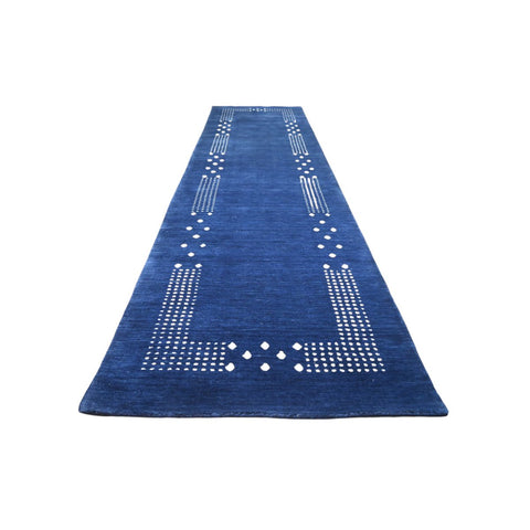 Blauwe Gabbeh loper - 310x80 cm - HANDGEMAAKT