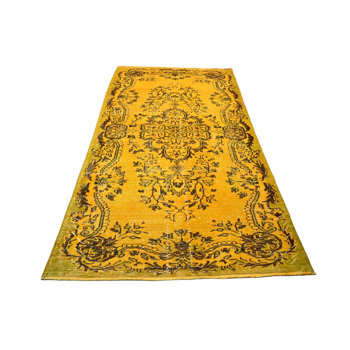 Geel vintage vloerkleed - 215x118 cm - HANDGEMAAKT