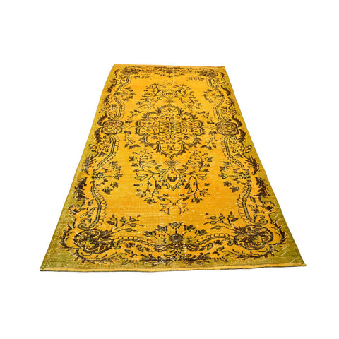 Geel vintage vloerkleed - 215x118 cm - HANDGEMAAKT