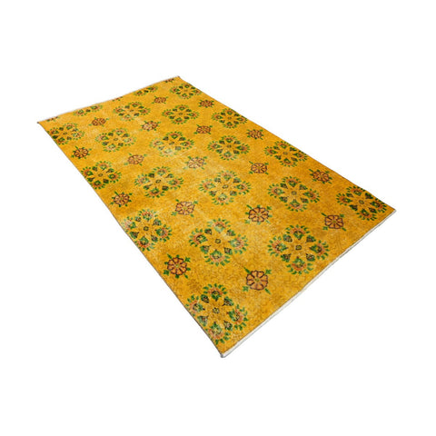 Geel vintage vloerkleed - 197x115 cm - HANDGEMAAKT