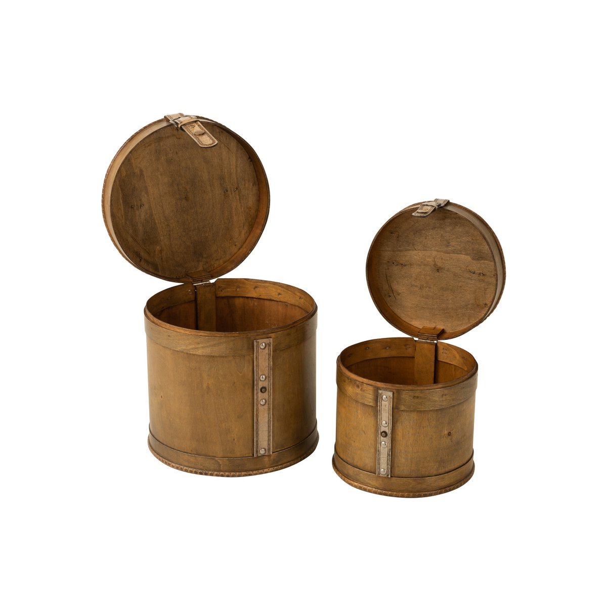 J-Line Koffers Rond - hout - beige