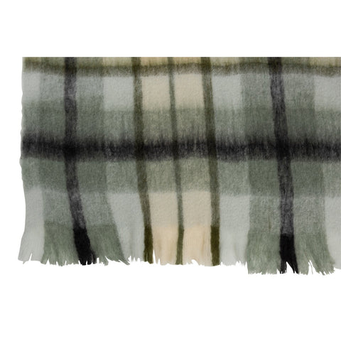 J-Line Plaid ruit - polyester - bruin/ groen/ wit - 190 x 136 cm