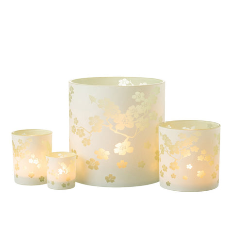 J-Line windlicht Bloemen -  glas - groen - extra large