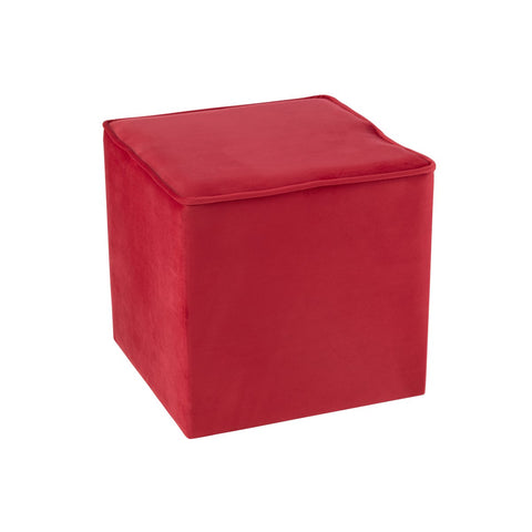 J-Line Poef Kubus Velvet Framboos Roze
