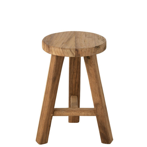 J-Line kruk Rond Gerecycleerd - hout - naturel