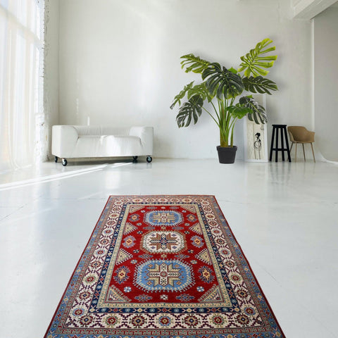 Rood kazak vloerkleed - 270x184 cm - HANDGEMAAKT