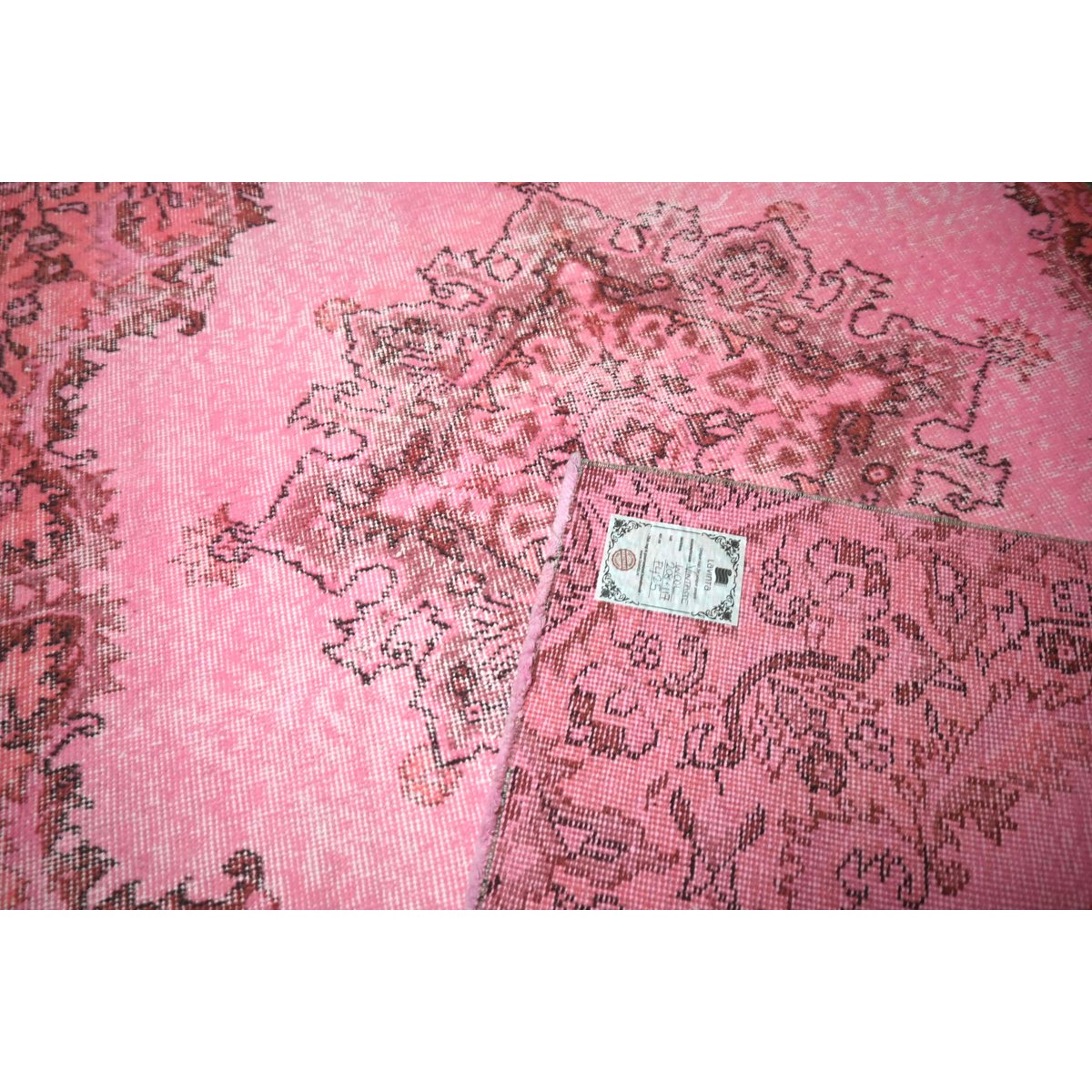 Roze vintage vloerkleed - 208x117 cm - HANDGEMAAKT