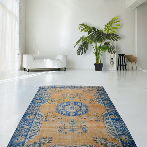 Boho vintage vloerkleed - 277x208 cm - HANDGEMAAKT